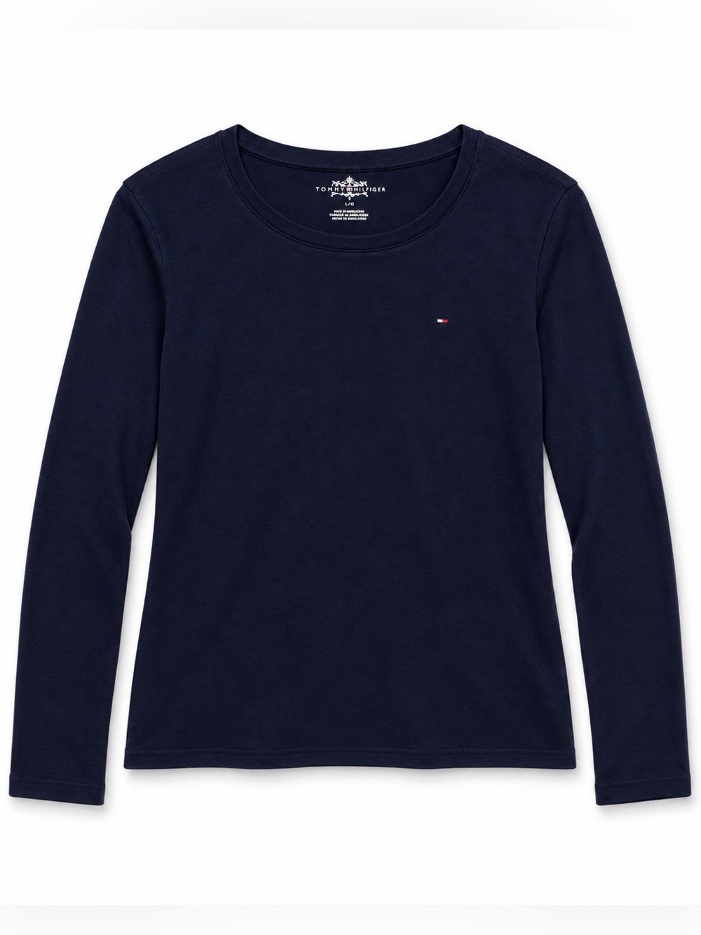 Tommy Hilfiger Navy Long Sleeve Logo Tee Women’s L/G Classic Preppy